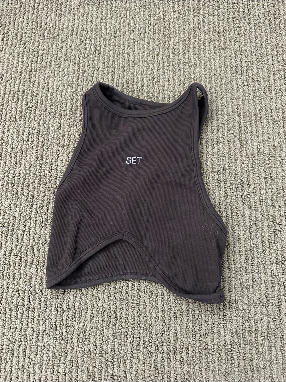 SET Active Black Ribbed Cropped Halter Tank